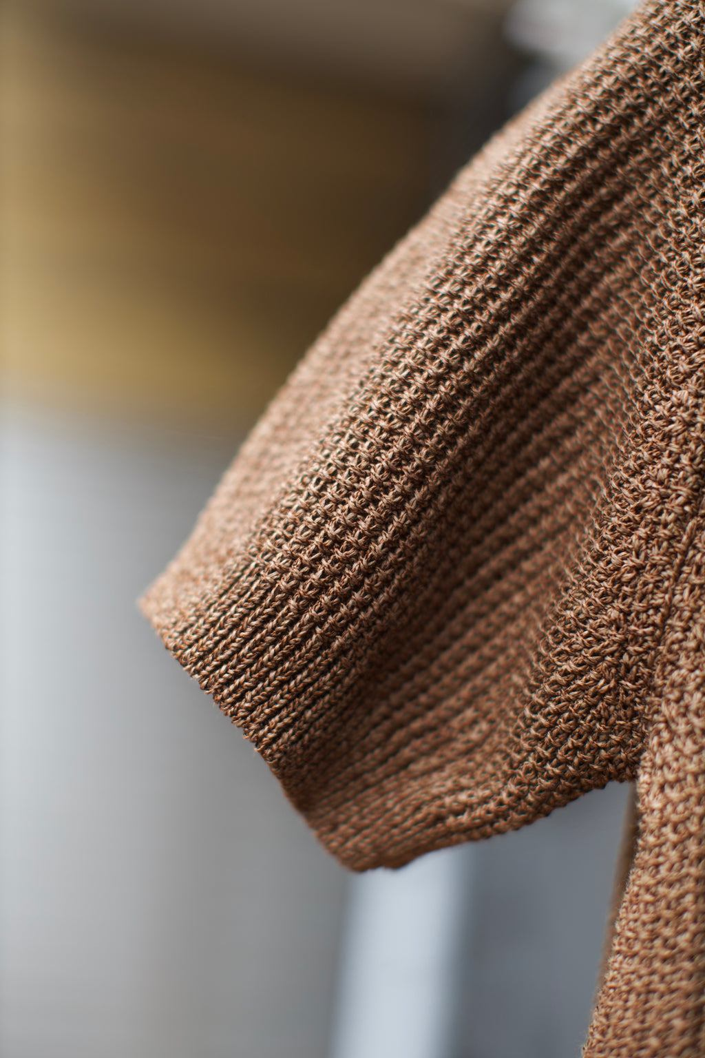 Brown Knit Button Polo Shirt