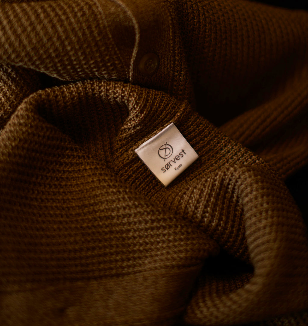 Brown Knit Button Polo Shirt