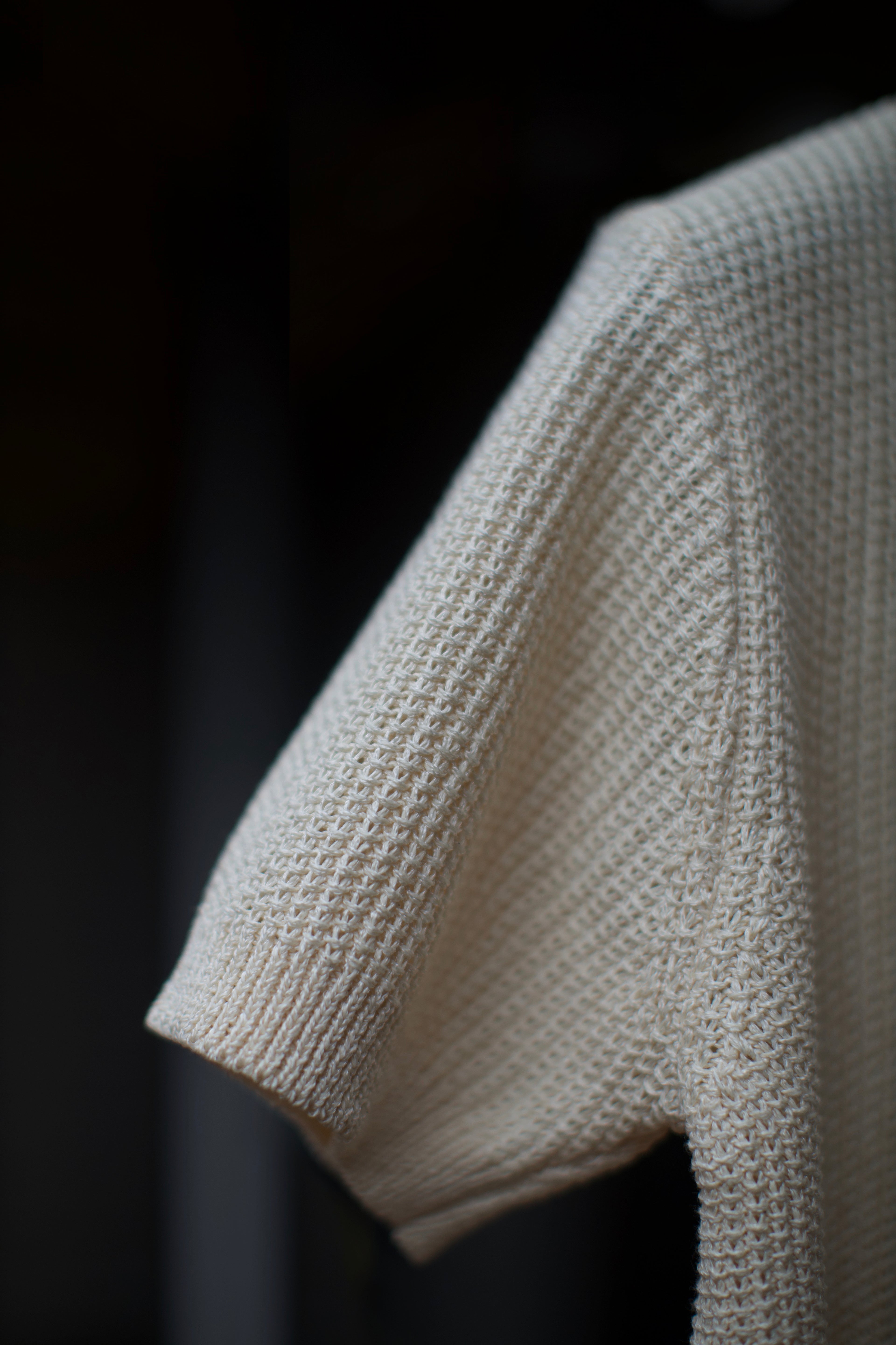 Beige Knit Button Polo Shirt