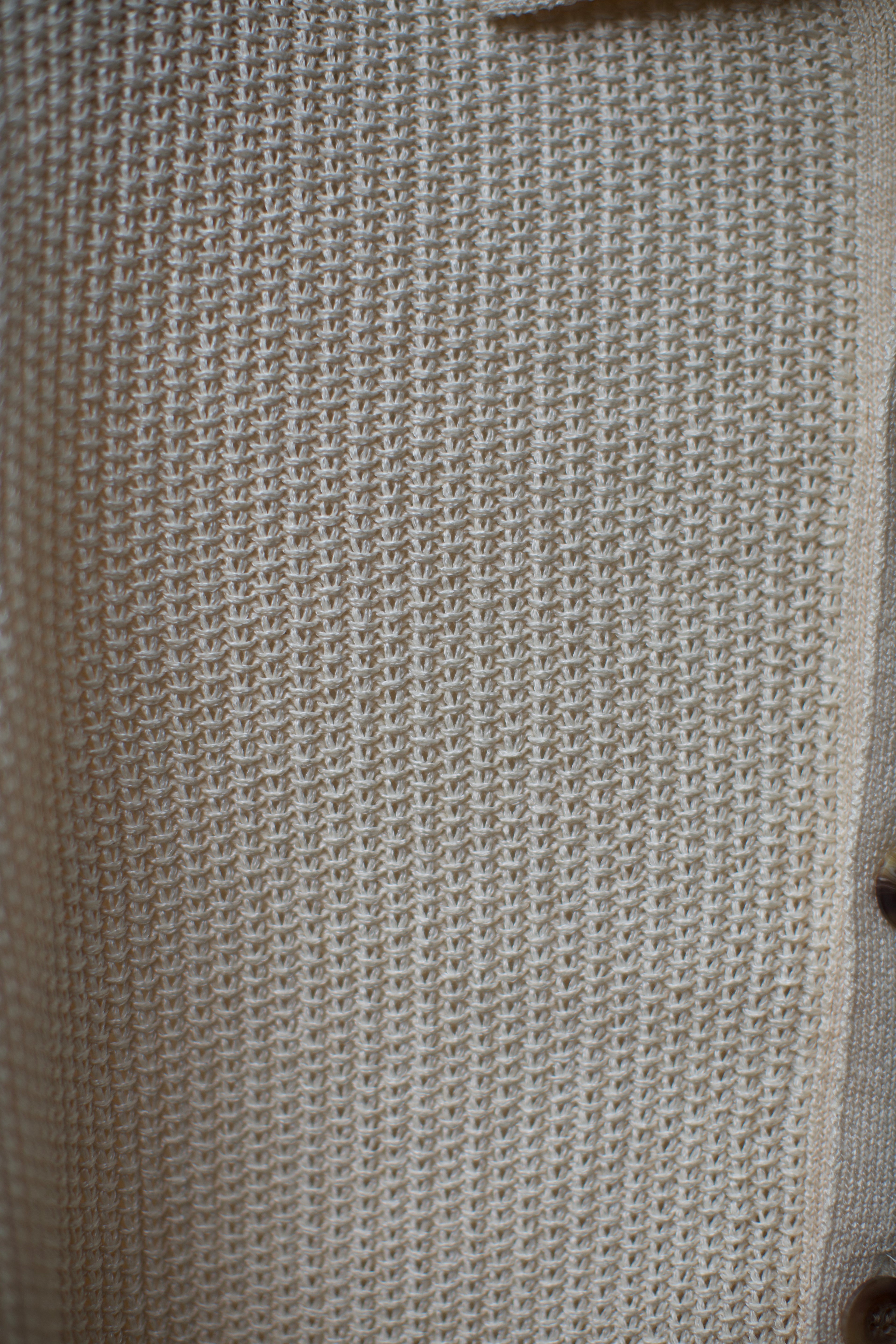 Beige Knit Button Polo Shirt