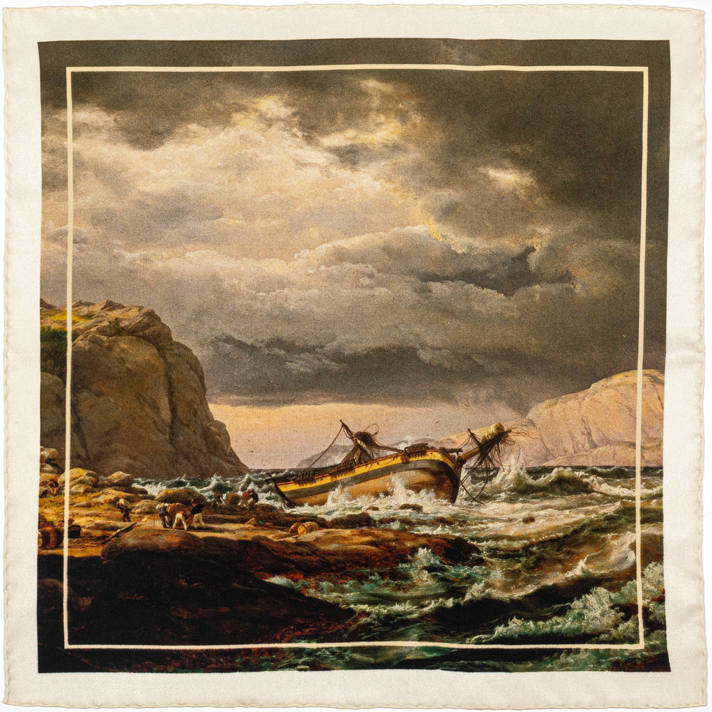 Fine Art Pocket Square - Shipwreck on the Coast of Norway