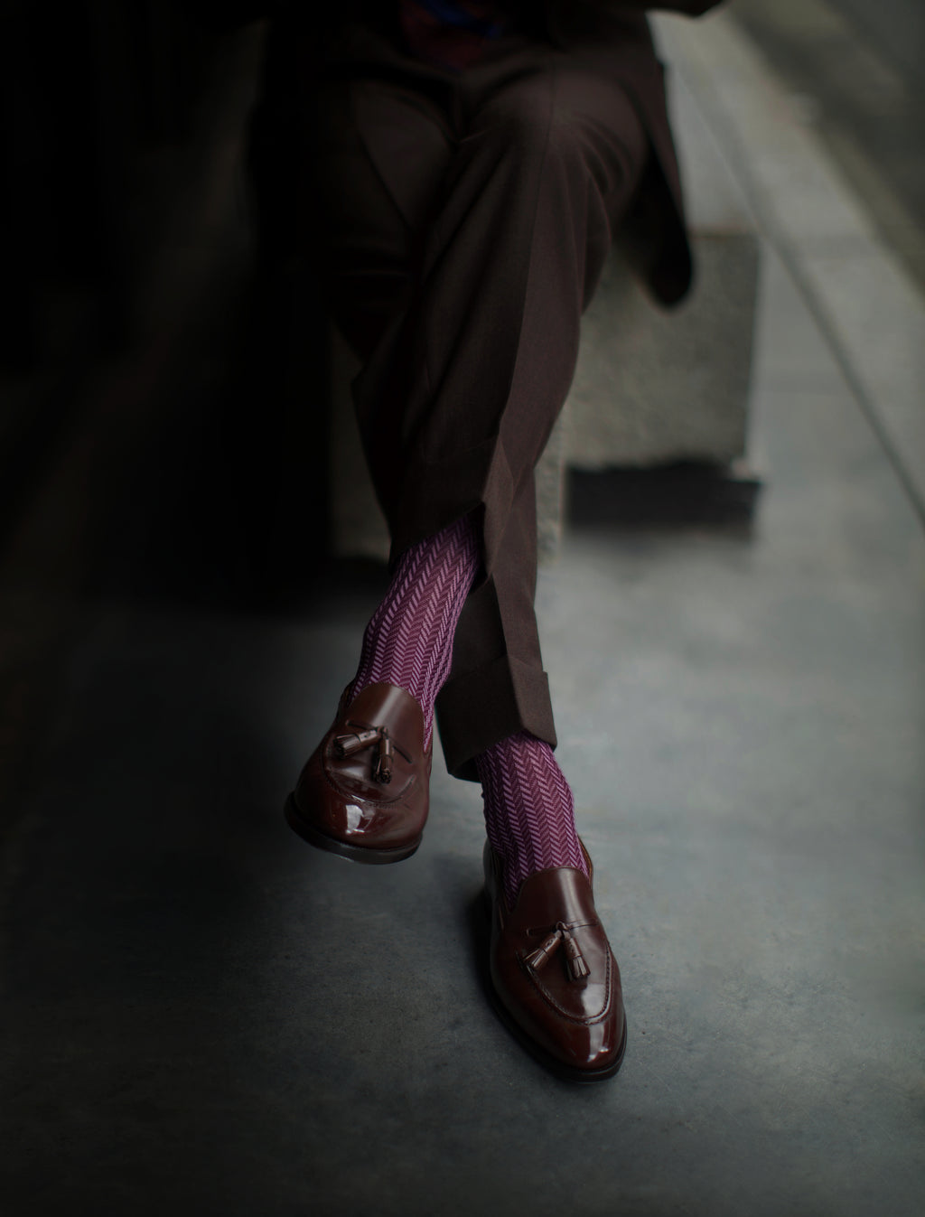 Burgundy Herringbone Socks