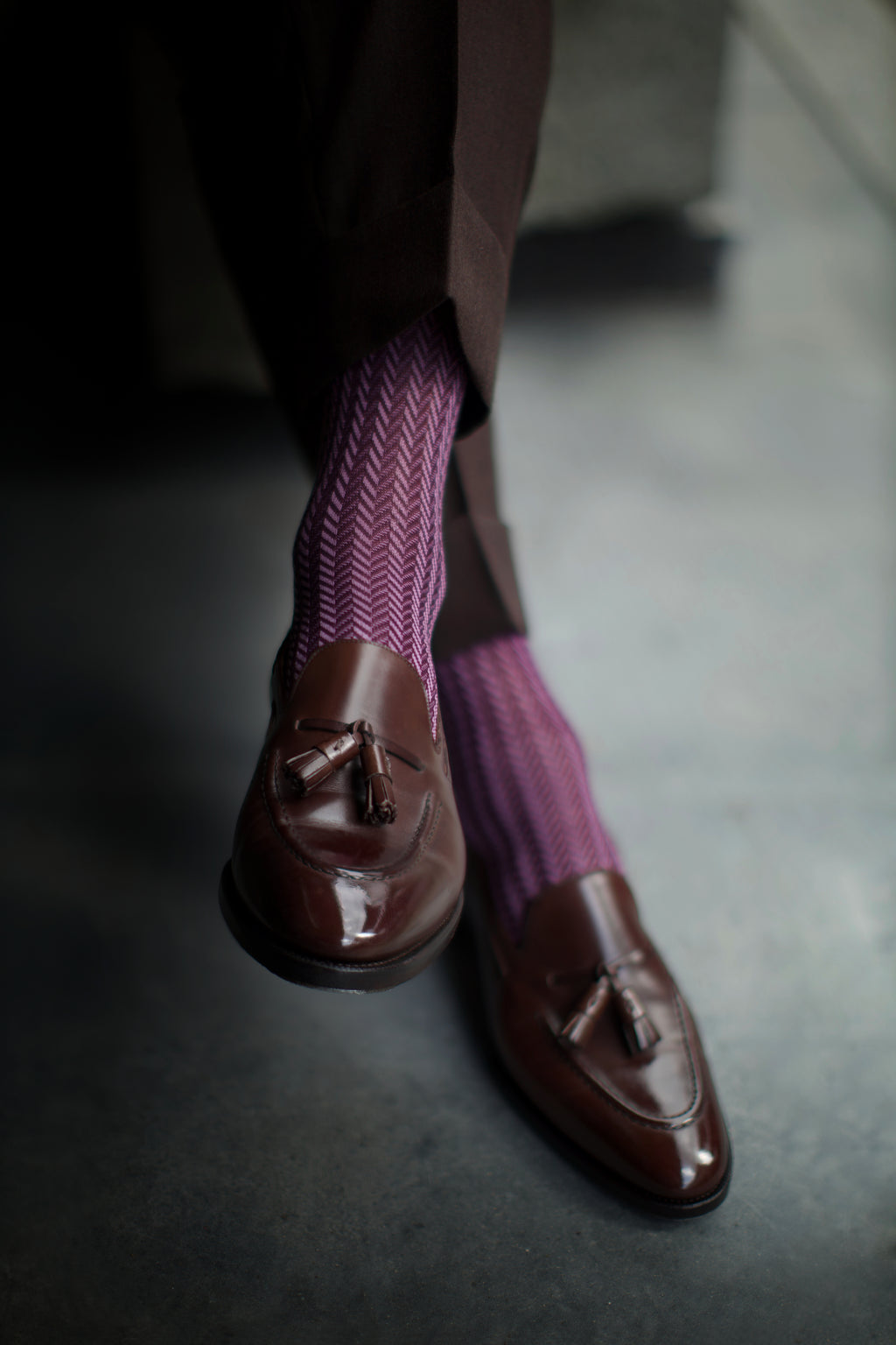 Burgundy Herringbone Socks