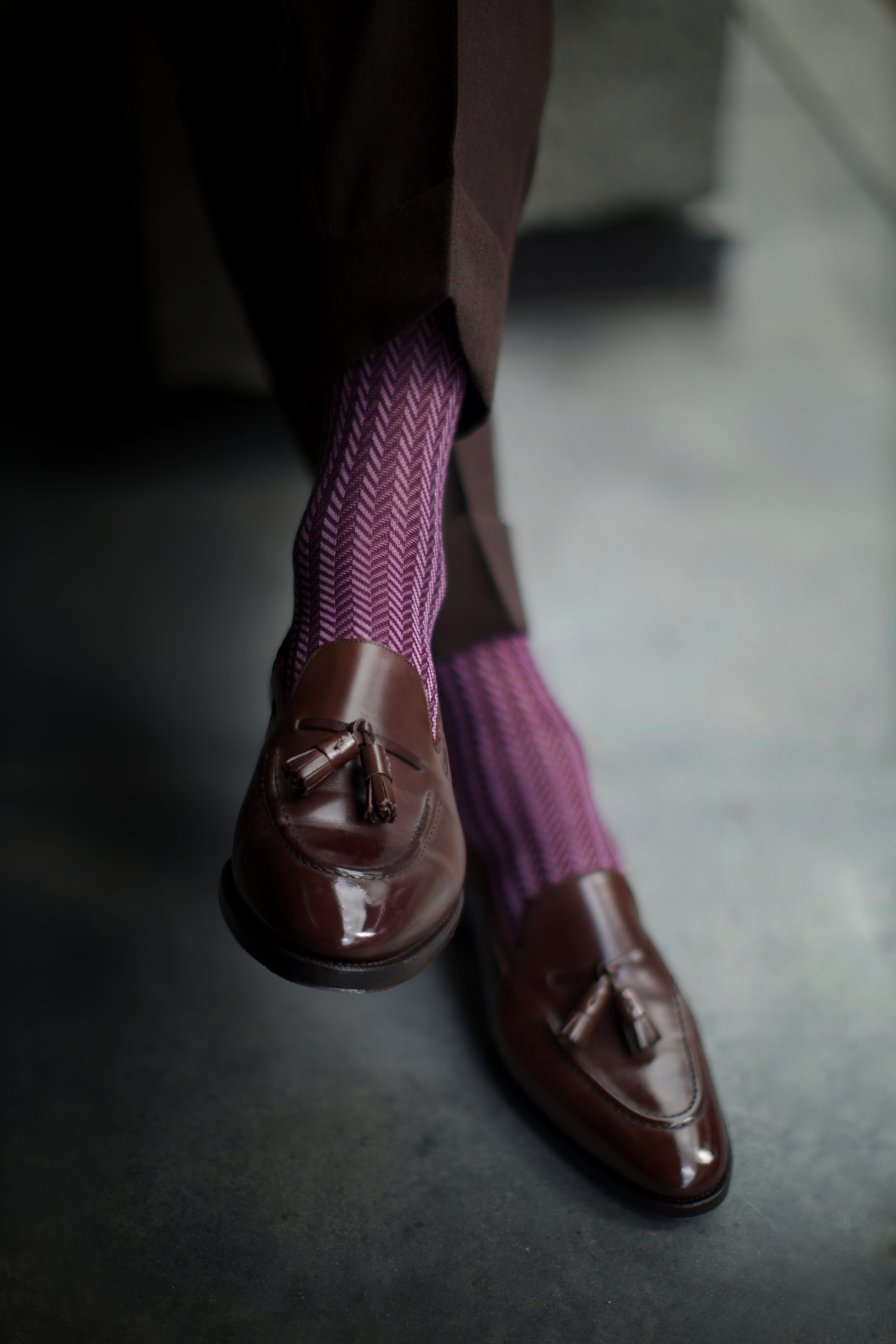 Burgundy Herringbone Socks