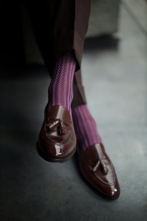 Burgundy Herringbone Socks
