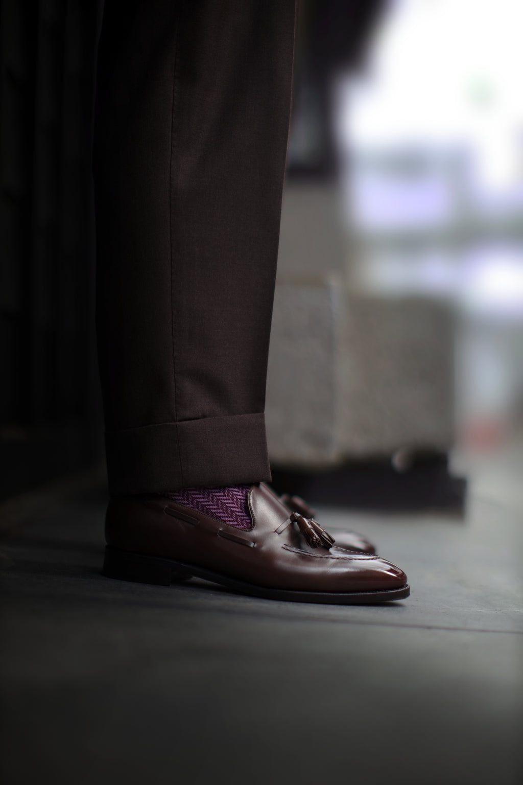 Burgundy Herringbone Socks