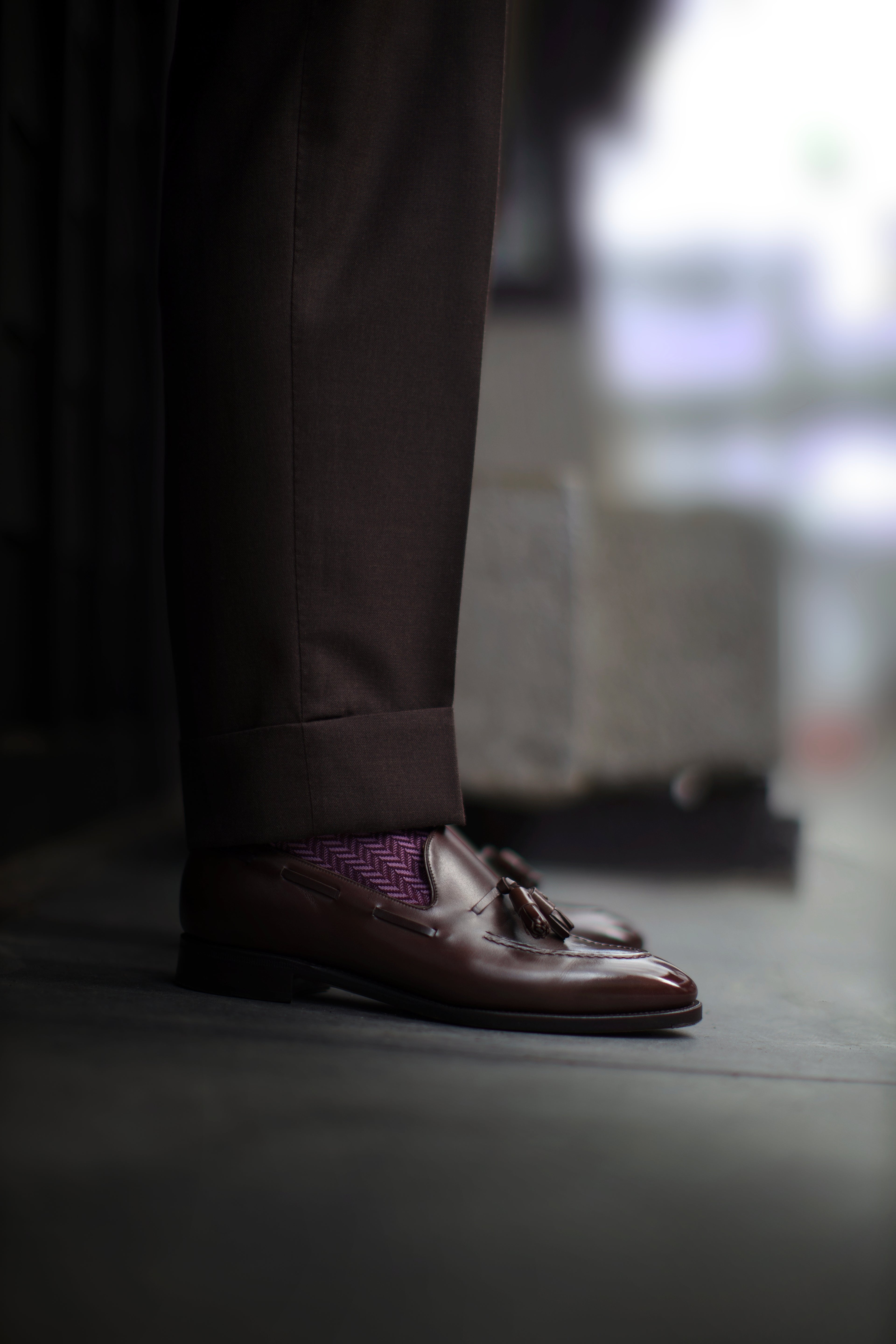 Burgundy Herringbone Socks