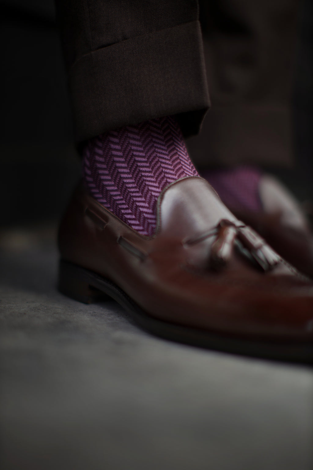 Burgundy Herringbone Socks
