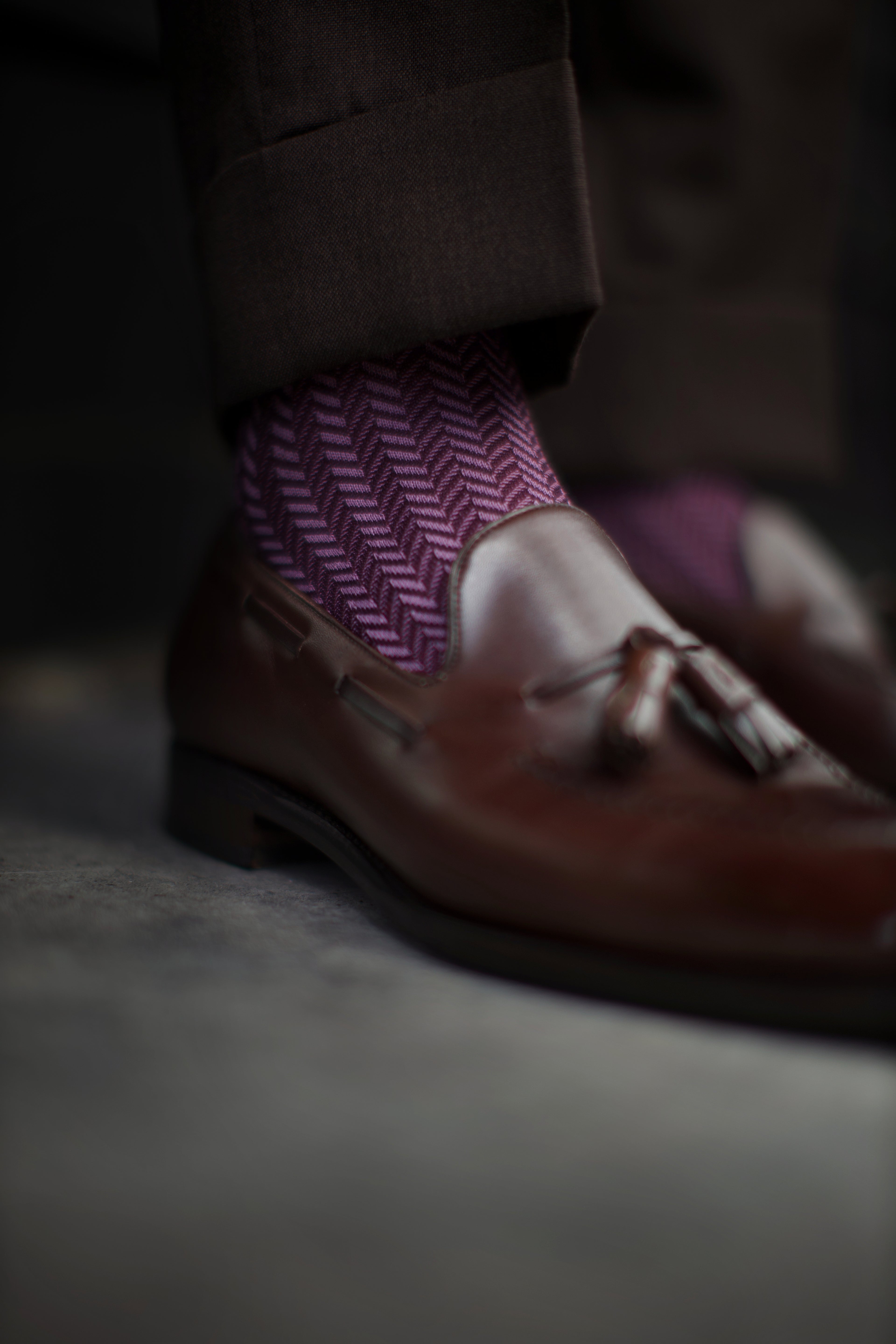 Burgundy Herringbone Socks
