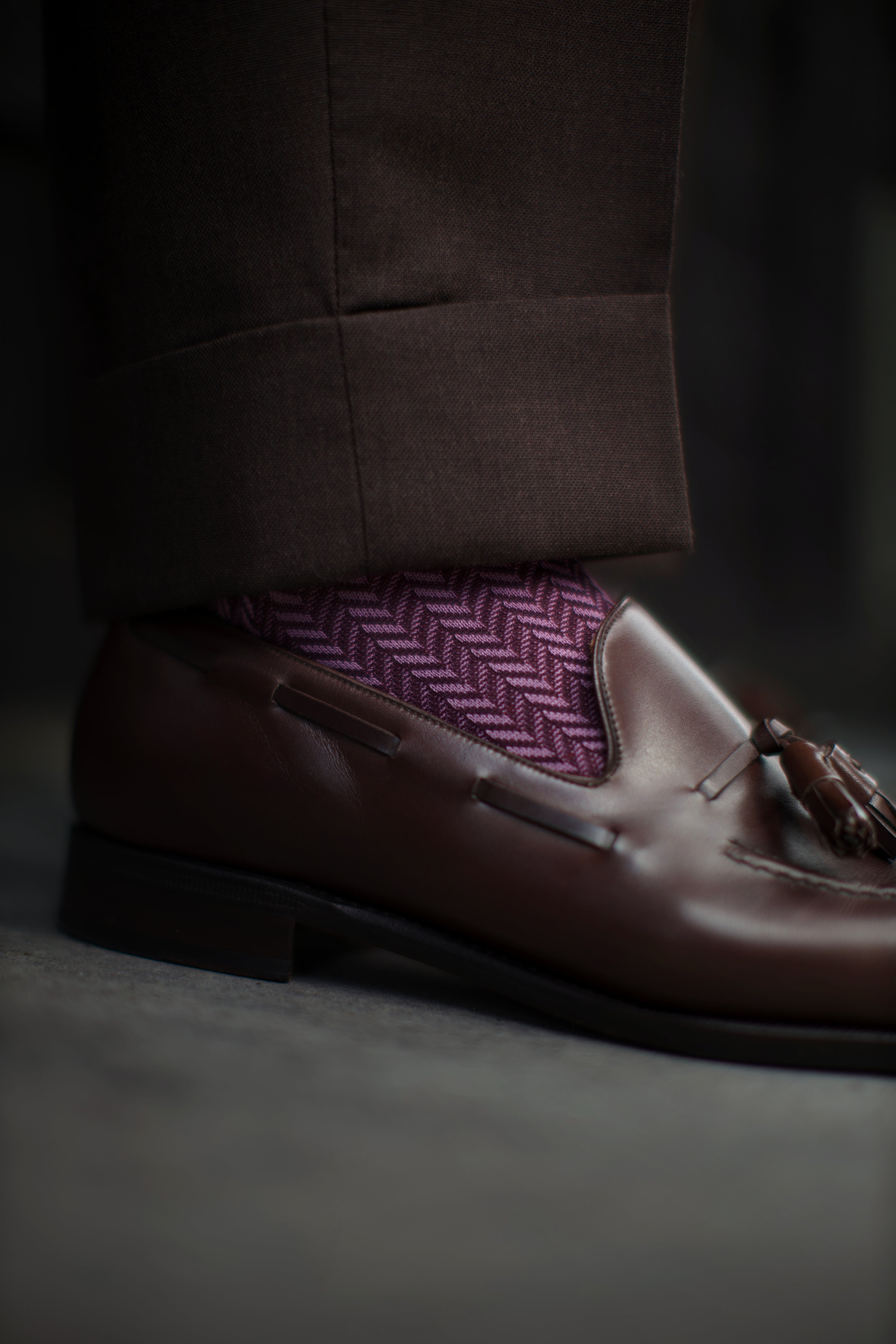 Burgundy Herringbone Socks