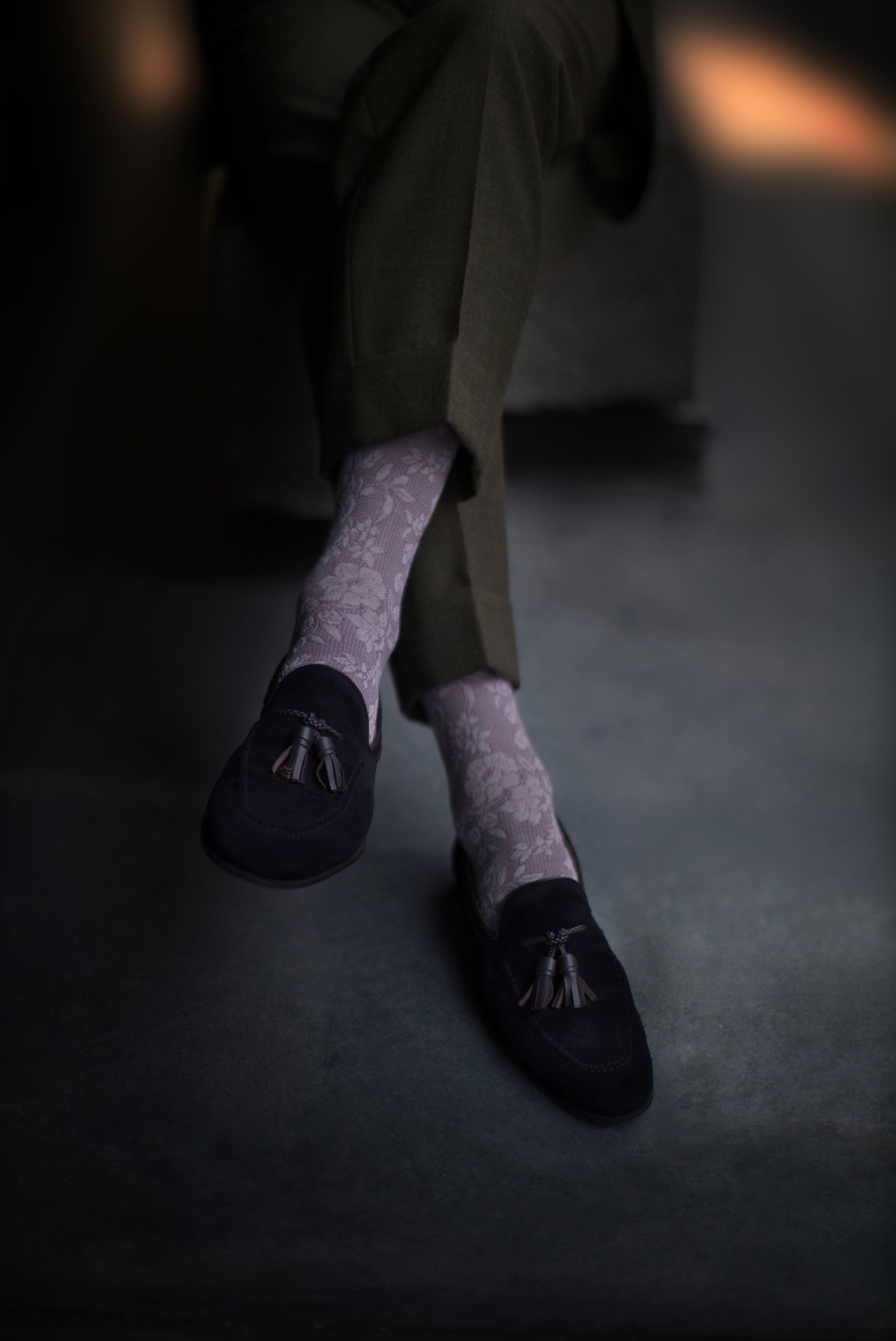 Lavender Floral Ramie Socks