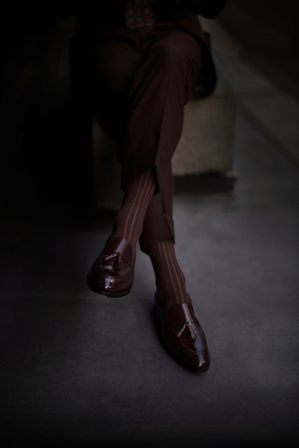Brown Reversible Stripe Socks