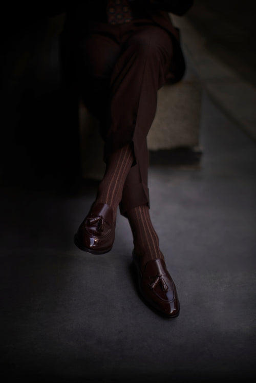 Brown Reversible Stripe Socks