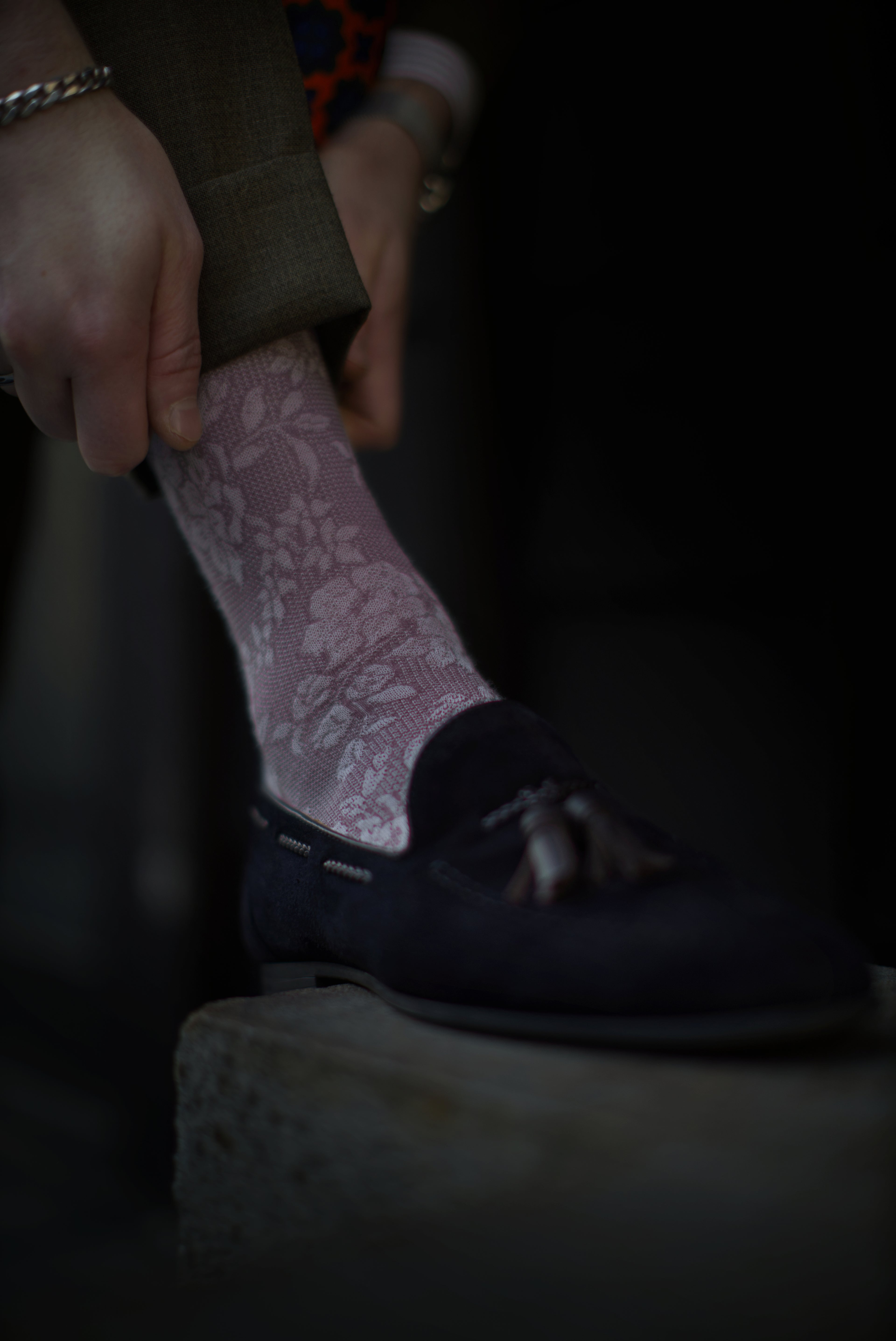 Lavender Floral Ramie Socks