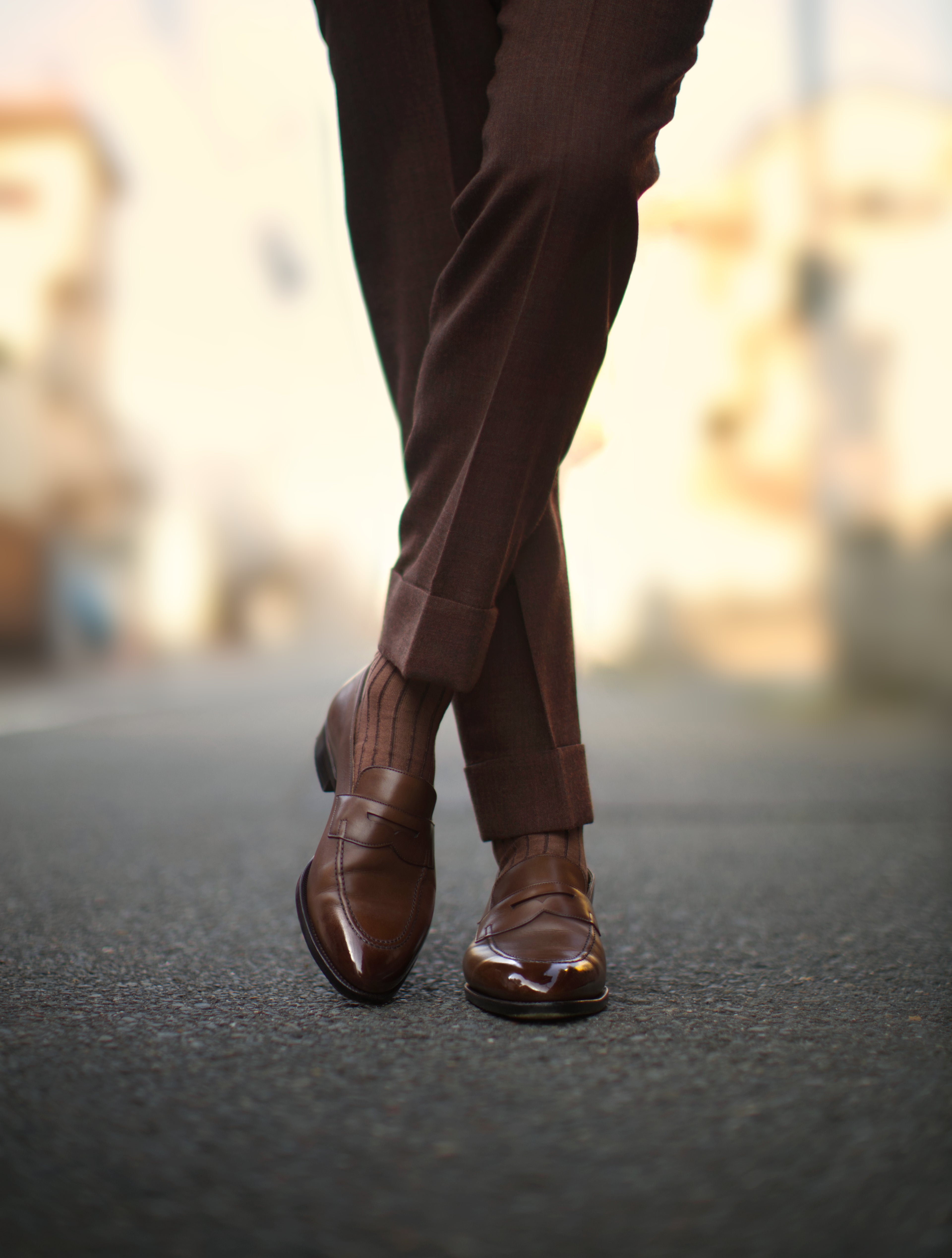 Brown Reversible Stripe Socks