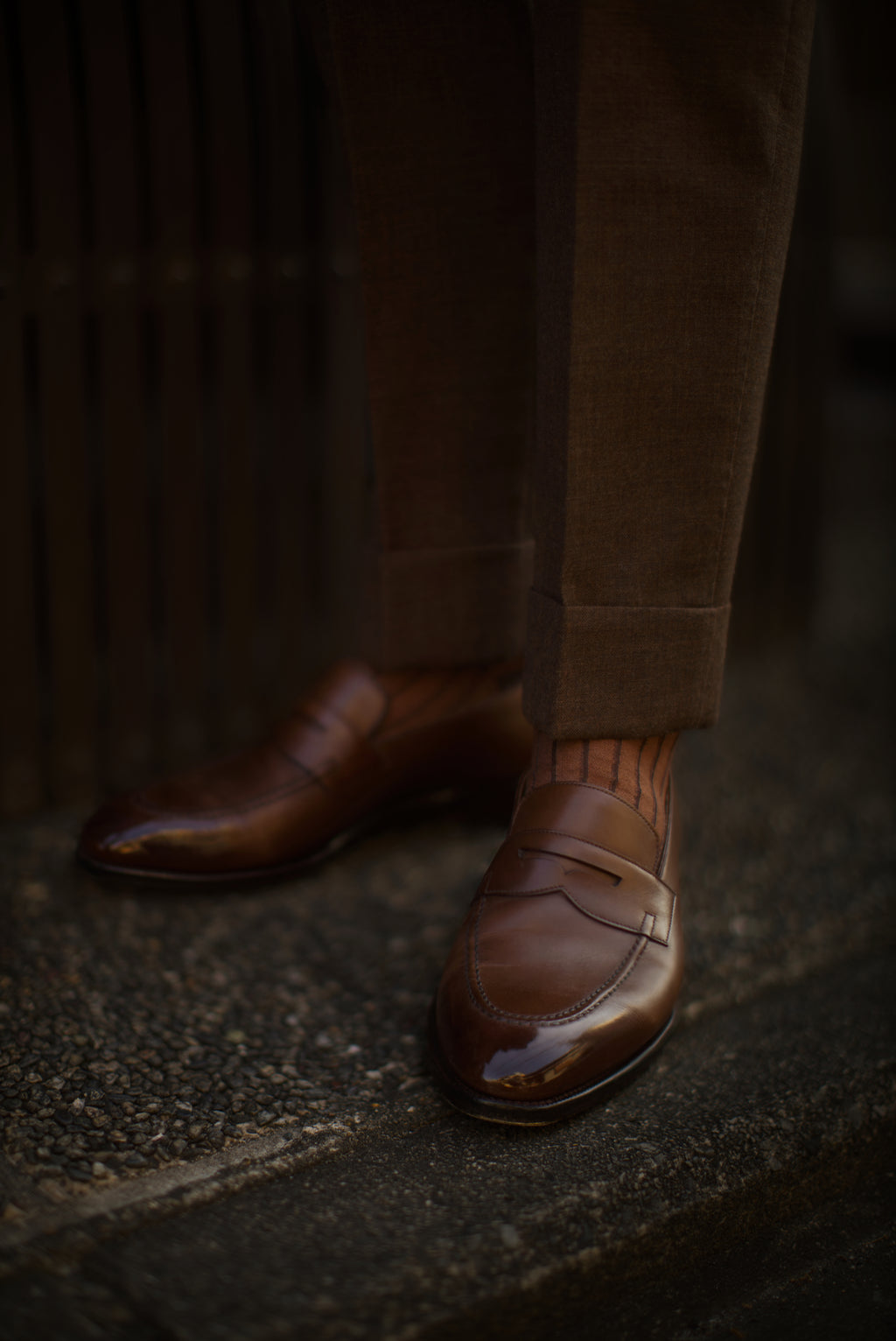 Brown Reversible Stripe Socks