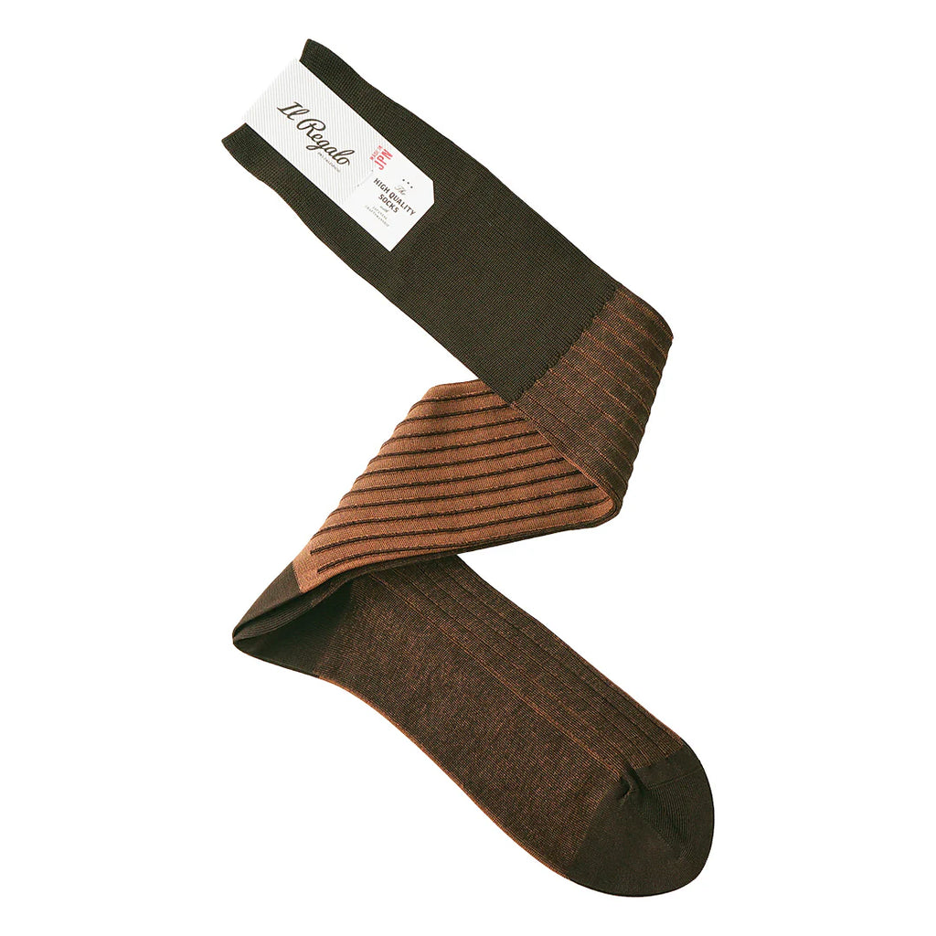 Brown Reversible Stripe Socks